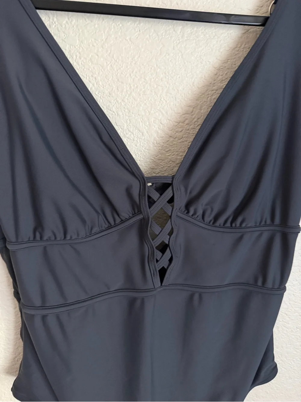 Adore Me Andressa Contour Crisscross One Piece Swimsuit 2X Dark Grey